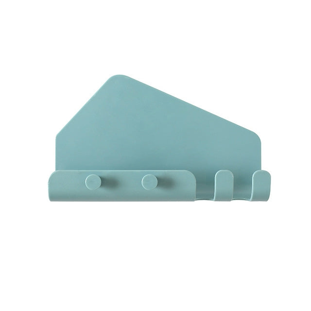 Wall Mounted 4 Hooks Mobile Phone Holder Hook Hanging Cellphone Tablet Charging Stand Bracket Green