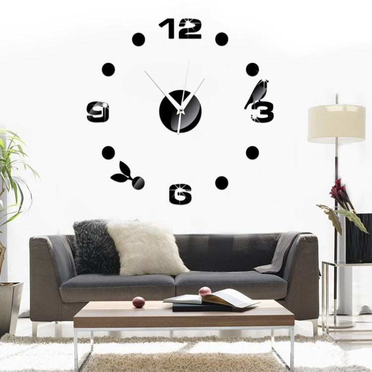 Art Wall Clock Background Wall Stickers TV Wall Stickers 3D Bird Leaves Wall Clock Home Accessories