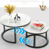 Two-in-one Coffee Table Wrought Iron Table Simple Modern Combination Small Round Table, White Texture + Black Texture, White + Black, White Marble, White Combination, Black Texture +White Texture, Black +White, Black Marble, Black Combination