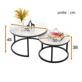 Two-in-one Coffee Table Wrought Iron Table Simple Modern Combination Small Round Table, White Texture + Black Texture, White + Black, White Marble, White Combination, Black Texture +White Texture, Black +White, Black Marble, Black Combination
