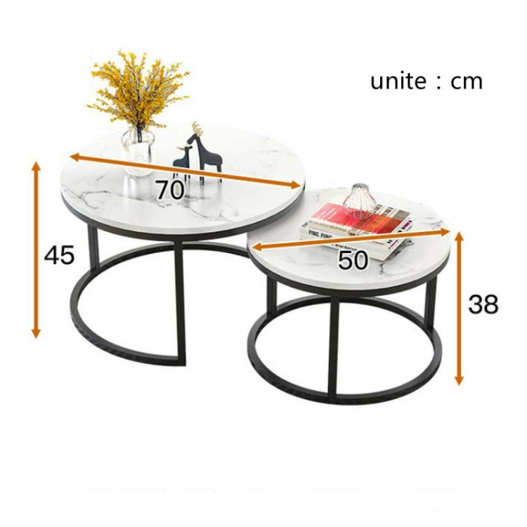 Two-in-one Coffee Table Wrought Iron Table Simple Modern Combination Small Round Table, White Texture + Black Texture, White + Black, White Marble, White Combination, Black Texture +White Texture, Black +White, Black Marble, Black Combination