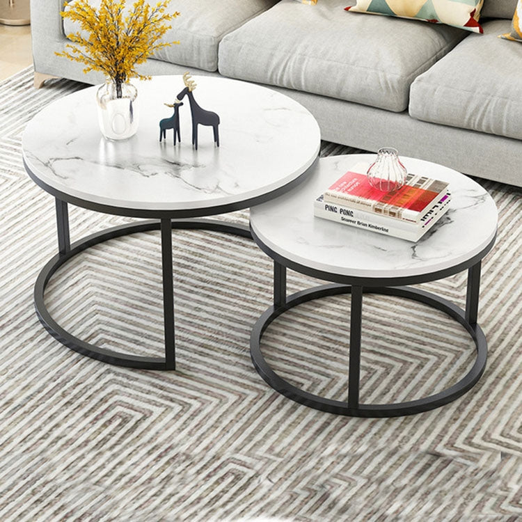 Two-in-one Coffee Table Wrought Iron Table Simple Modern Combination Small Round Table, White Texture + Black Texture, White + Black, White Marble, White Combination, Black Texture +White Texture, Black +White, Black Marble, Black Combination White Marble