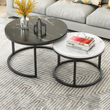 Two-in-one Coffee Table Wrought Iron Table Simple Modern Combination Small Round Table, White Texture + Black Texture, White + Black, White Marble, White Combination, Black Texture +White Texture, Black +White, Black Marble, Black Combination Black Texture +White Texture