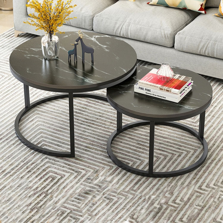 Two-in-one Coffee Table Wrought Iron Table Simple Modern Combination Small Round Table, White Texture + Black Texture, White + Black, White Marble, White Combination, Black Texture +White Texture, Black +White, Black Marble, Black Combination Black Marble