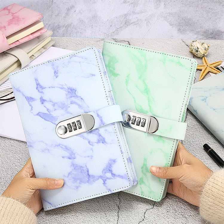 A5 Marble Texture Retro Password Lock Notebook Multifunctional Student Handbook Notepad
