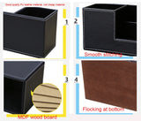 Creative Pen Support Fashion Leather Multifunctional Desktop Office Storage Pen Case Socket Double Pen Holder