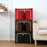 Folding Storage Box Non Woven Fabric With Zipper Moisture-proof Clothes Storage Box, 150L 75x46x45cm