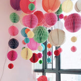 2 PCS Wedding Room Decoration Festive Mall Decoration Paper Honeycomb Ball Lantern, 6 inches 15 cm, 8 inches 20 cm, 10 inches 25 cm, 12 inches 30 cm