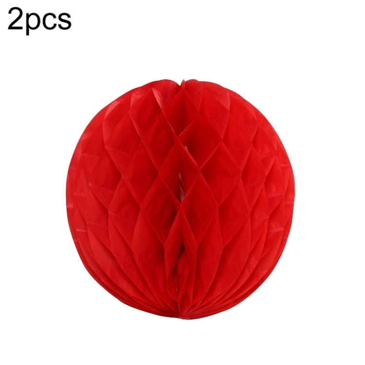 2 PCS Wedding Room Decoration Festive Mall Decoration Paper Honeycomb Ball Lantern, 6 inches 15 cm, 8 inches 20 cm, 10 inches 25 cm, 12 inches 30 cm 8 inches 20 cm Red