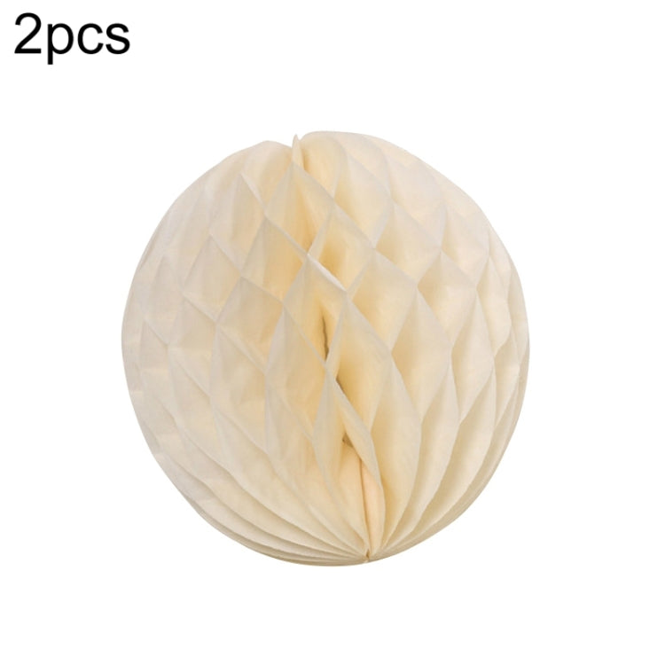 2 PCS Wedding Room Decoration Festive Mall Decoration Paper Honeycomb Ball Lantern, 6 inches 15 cm, 8 inches 20 cm, 10 inches 25 cm, 12 inches 30 cm 12 inches 30 cm Beige