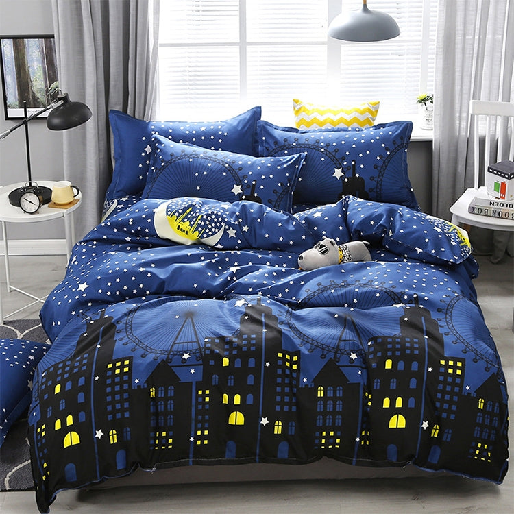 4pcs / Set Printing Bedding Set Bed Sheet Pillowcases Cover, For 2.2m Bed
