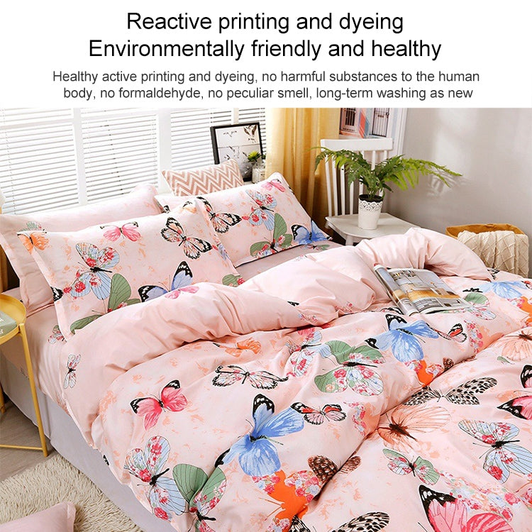 4pcs / Set Printing Bedding Set Bed Sheet Pillowcases Cover, For 2.2m Bed