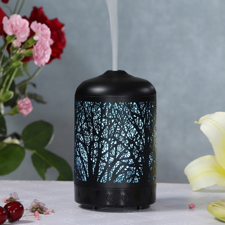 Metal Tree Air Humidifier Essential Oil Diffuser Mist Maker Colorful LED Lamp Diffuser Aromatherapy Air Purifier,, EU Plug