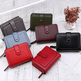 Women Short Litchi Texture Multi-card Buckle Wallet
