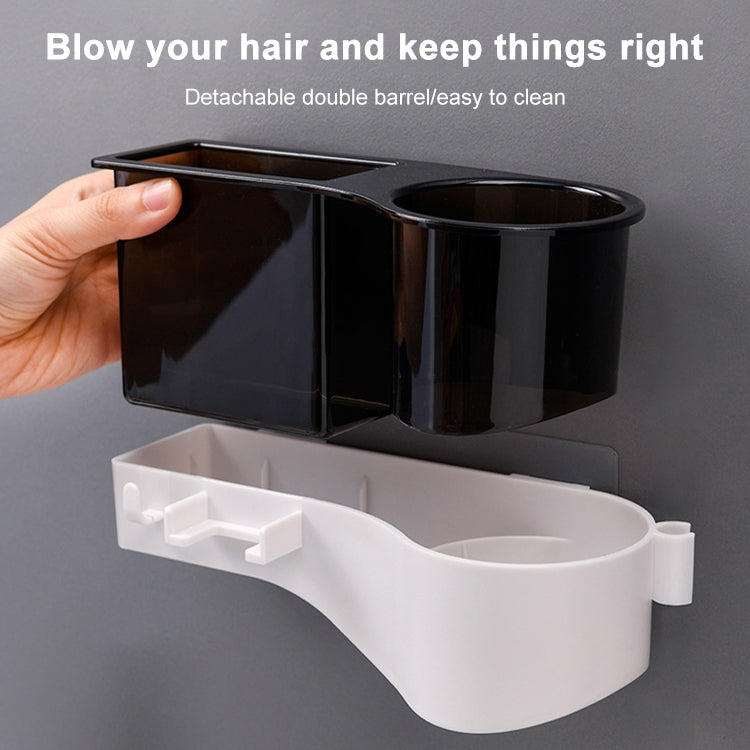 Hairdryer Hanger Free Punch Wall Mounted Bathroom Multi-function Toilet Storage Rack, Elegant Black, Rosy, Translucent, Elegant Blue