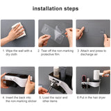 Hairdryer Hanger Free Punch Wall Mounted Bathroom Multi-function Toilet Storage Rack, Elegant Black, Rosy, Translucent, Elegant Blue