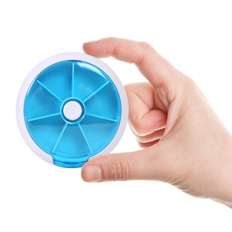 2 PCS Creative Multifunctional Round Portable Seven-grid Rotating Plastic Pill Box