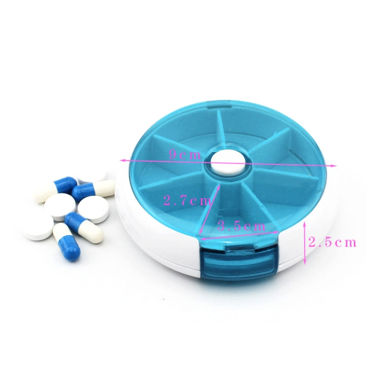 2 PCS Creative Multifunctional Round Portable Seven-grid Rotating Plastic Pill Box