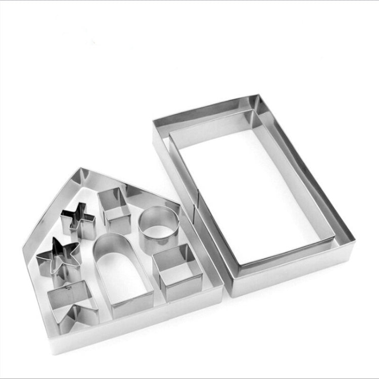 10 in 1 3D Stainless Steel Biscuit Mold Christmas Gingerbread House Baking Tools, Gingerbread Mold(10 in 1)