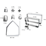 10 in 1 3D Stainless Steel Biscuit Mold Christmas Gingerbread House Baking Tools, Gingerbread Mold(10 in 1)
