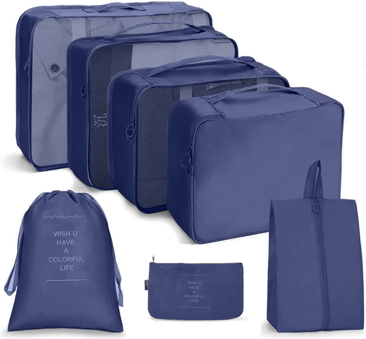 Travel Storage Bag Set Folding Storage Bag, 7 In 1, 8 In 1 Beam Mouth, 8 In 1 Cosmetic Bag, 8 In 1 Toiletry Bag, 9 In 1 Cosmetic Bag, 9 In 1 Toiletry Bag 7 In 1 Navy Blue