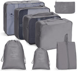 Travel Storage Bag Set Folding Storage Bag, 7 In 1, 8 In 1 Beam Mouth, 8 In 1 Cosmetic Bag, 8 In 1 Toiletry Bag, 9 In 1 Cosmetic Bag, 9 In 1 Toiletry Bag 8 In 1 Beam Mouth Gray