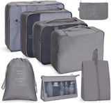 Travel Storage Bag Set Folding Storage Bag, 7 In 1, 8 In 1 Beam Mouth, 8 In 1 Cosmetic Bag, 8 In 1 Toiletry Bag, 9 In 1 Cosmetic Bag, 9 In 1 Toiletry Bag 8 In 1 Cosmetic Bag Gray