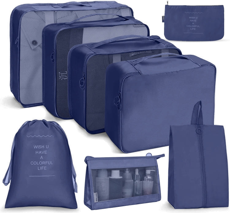 Travel Storage Bag Set Folding Storage Bag, 7 In 1, 8 In 1 Beam Mouth, 8 In 1 Cosmetic Bag, 8 In 1 Toiletry Bag, 9 In 1 Cosmetic Bag, 9 In 1 Toiletry Bag 8 In 1 Cosmetic Bag Navy Blue