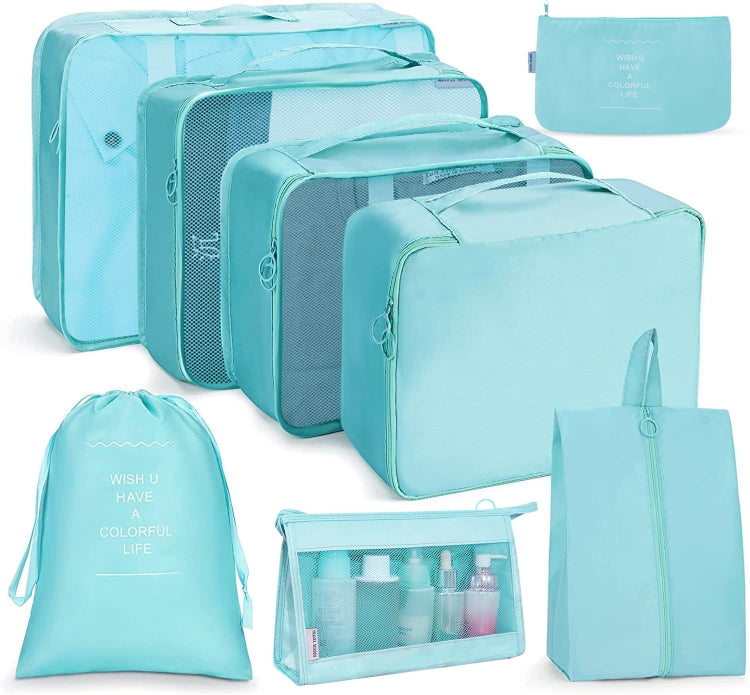 Travel Storage Bag Set Folding Storage Bag, 7 In 1, 8 In 1 Beam Mouth, 8 In 1 Cosmetic Bag, 8 In 1 Toiletry Bag, 9 In 1 Cosmetic Bag, 9 In 1 Toiletry Bag 8 In 1 Cosmetic Bag Bright Blue