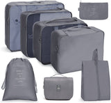 Travel Storage Bag Set Folding Storage Bag, 7 In 1, 8 In 1 Beam Mouth, 8 In 1 Cosmetic Bag, 8 In 1 Toiletry Bag, 9 In 1 Cosmetic Bag, 9 In 1 Toiletry Bag 8 In 1 Toiletry Bag Gray