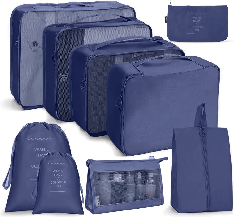 Travel Storage Bag Set Folding Storage Bag, 7 In 1, 8 In 1 Beam Mouth, 8 In 1 Cosmetic Bag, 8 In 1 Toiletry Bag, 9 In 1 Cosmetic Bag, 9 In 1 Toiletry Bag 9 In 1 Cosmetic Bag Navy Blue