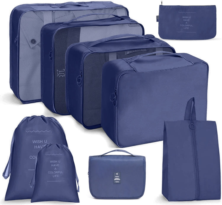 Travel Storage Bag Set Folding Storage Bag, 7 In 1, 8 In 1 Beam Mouth, 8 In 1 Cosmetic Bag, 8 In 1 Toiletry Bag, 9 In 1 Cosmetic Bag, 9 In 1 Toiletry Bag 9 In 1 Toiletry Bag Navy Blue