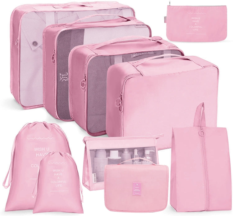 Travel Storage Bag Set Folding Storage Bag, 10 In 1 10 In 1 Pink