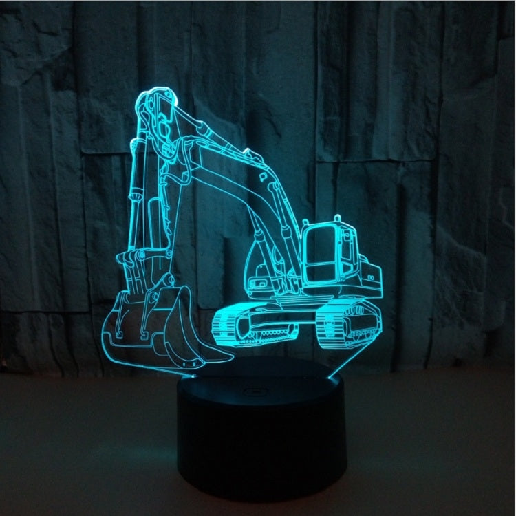 3W Excavator 3D Light Colorful Touch Control Light Creative Small Table Lamp, Touch Switch with Black Base, Touch Switch + Remote Control with Black Base, Touch Switch with Crack Base, Touch Switch + Remote Control with Crack Base