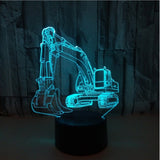 3W Excavator 3D Light Colorful Touch Control Light Creative Small Table Lamp, Touch Switch with Black Base, Touch Switch + Remote Control with Black Base, Touch Switch with Crack Base, Touch Switch + Remote Control with Crack Base