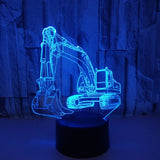 3W Excavator 3D Light Colorful Touch Control Light Creative Small Table Lamp, Touch Switch with Black Base, Touch Switch + Remote Control with Black Base, Touch Switch with Crack Base, Touch Switch + Remote Control with Crack Base