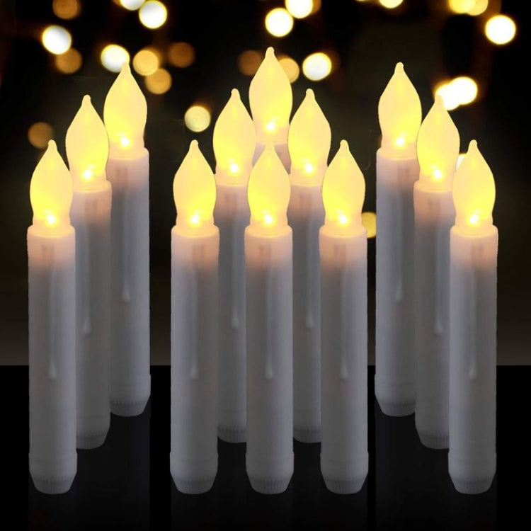 12 PCS/ Box LED Electronic Candle Light Flameless Candle Light Long Rod Christmas Candle, Flashing Warm White Light Flashing Warm White Light