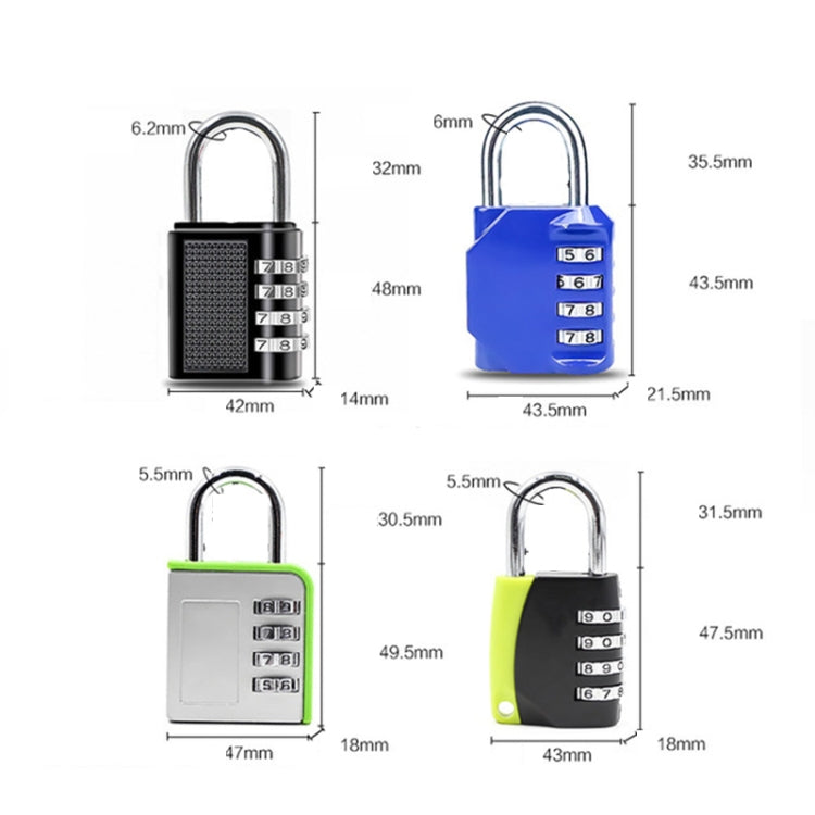 Four Digits Combination Lock Lluggage Gym Anti-theft Padlock, 8023, 8024, 8072, 8075
