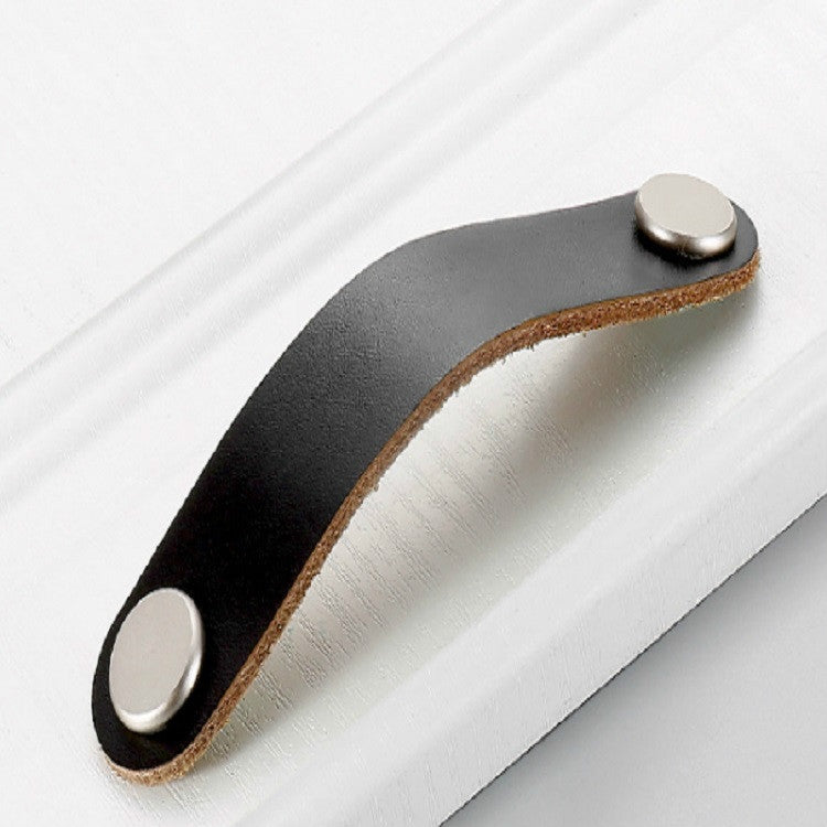 Kitchen Cabinet Wardrobe Leather Door Handle Drawer Pull, Black Single Hole, Black 96, Light Coffee 96, Black 128
