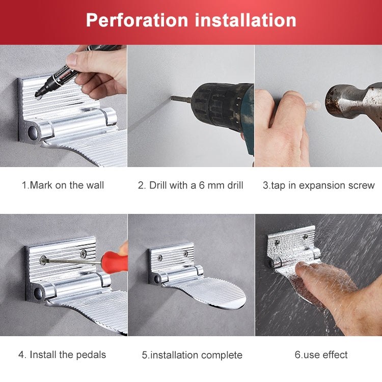 Wall Mounted Aluminium Alloy Bathroom Shower Foot Rest Footstool