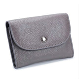 Short Mini Slim Top-grain Leather Wallet Card Bag Zip Coin Pocket, Gray, Black, Blue, Pink, Big Red