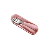 3 PCS/ Set 304 Stainless Steel Spoon and Fork Box Cute Baby Kindergarten Tableware Set Pink