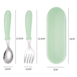 3 PCS/ Set 304 Stainless Steel Spoon and Fork Box Cute Baby Kindergarten Tableware Set