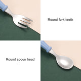 3 PCS/ Set 304 Stainless Steel Spoon and Fork Box Cute Baby Kindergarten Tableware Set