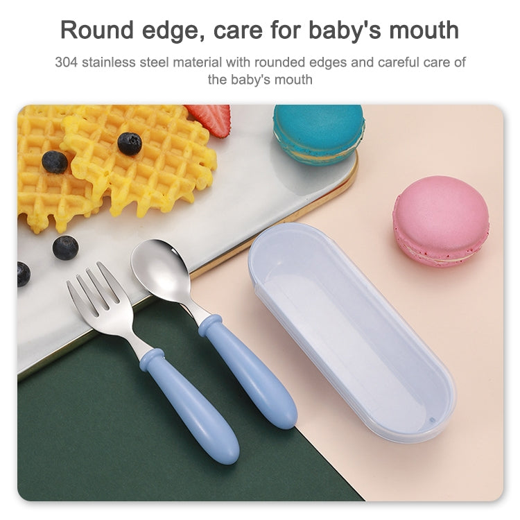 3 PCS/ Set 304 Stainless Steel Spoon and Fork Box Cute Baby Kindergarten Tableware Set