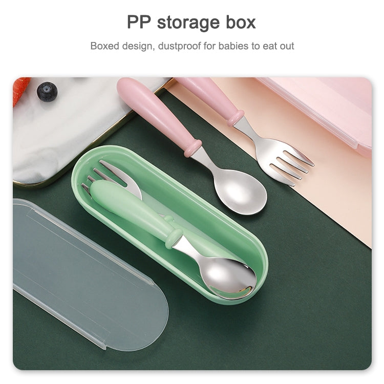 3 PCS/ Set 304 Stainless Steel Spoon and Fork Box Cute Baby Kindergarten Tableware Set
