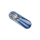 3 PCS/ Set 304 Stainless Steel Spoon and Fork Box Cute Baby Kindergarten Tableware Set Blue