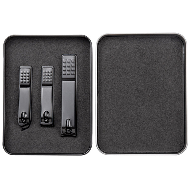 3 in 1 Black Color Titanium Nail Shear Set Exfoliating Manicure Tool, Black (Iron Box), Color Titanium (Iron Box) Black (Iron Box)