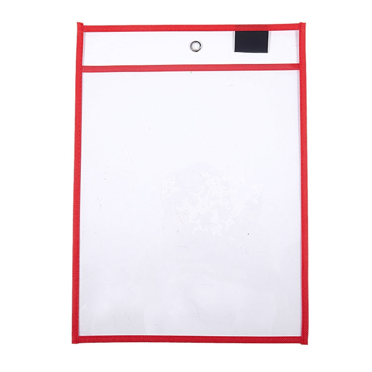 Erasable Hanging PVC A4 Transparent Sewing Red Document Dry Erase Bag, 21×30cm