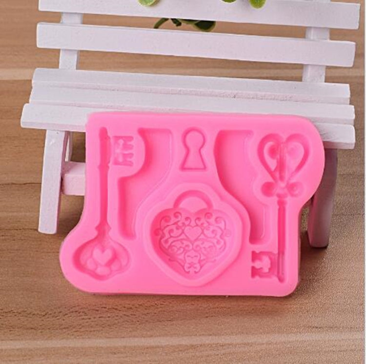2 PCS Food Love Lock Key Fondant Silicone Mold DIY Baking Cake Decoration Tool, Food Love Lock Key Shape Food Love Lock Key Shape